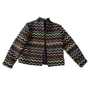 VTG PAINTED PONY USA Women’s Large Open Blazer Jacket Multicolor Chevron
